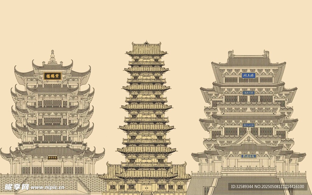 中式古建筑塔楼模型展示