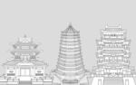 中式古建筑线稿图