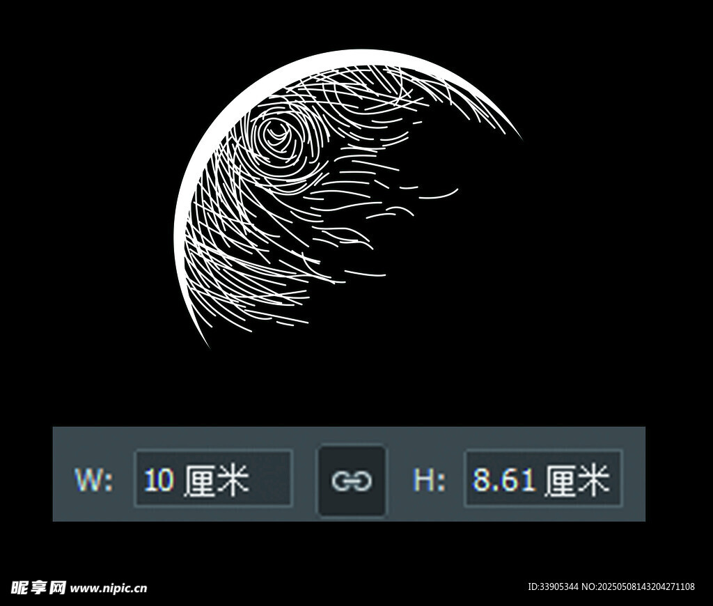 半月形毛发图案设计素材