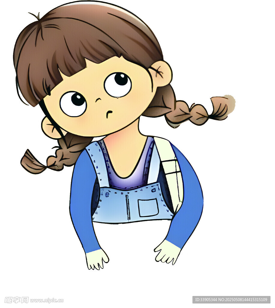背着书的双马尾小女孩