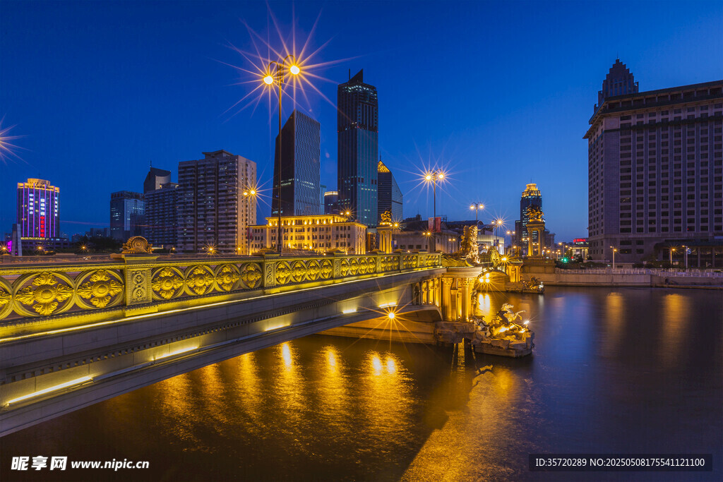 城市桥梁夜景璀璨风光
