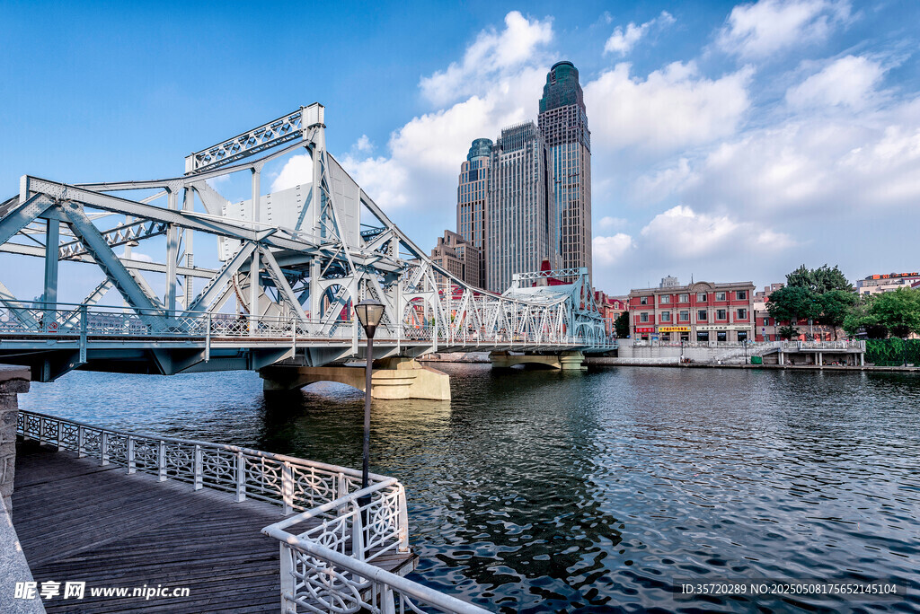 河畔桥梁与城市风光美景