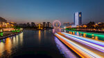 城市河畔夜景绚丽灯光秀