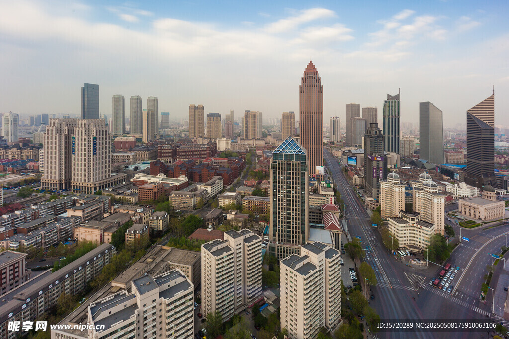 繁华都市天际线俯瞰图