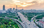 城市黄昏交通枢纽景观