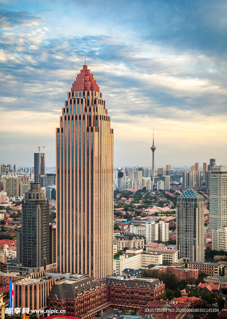 城市天际线中的高耸建筑