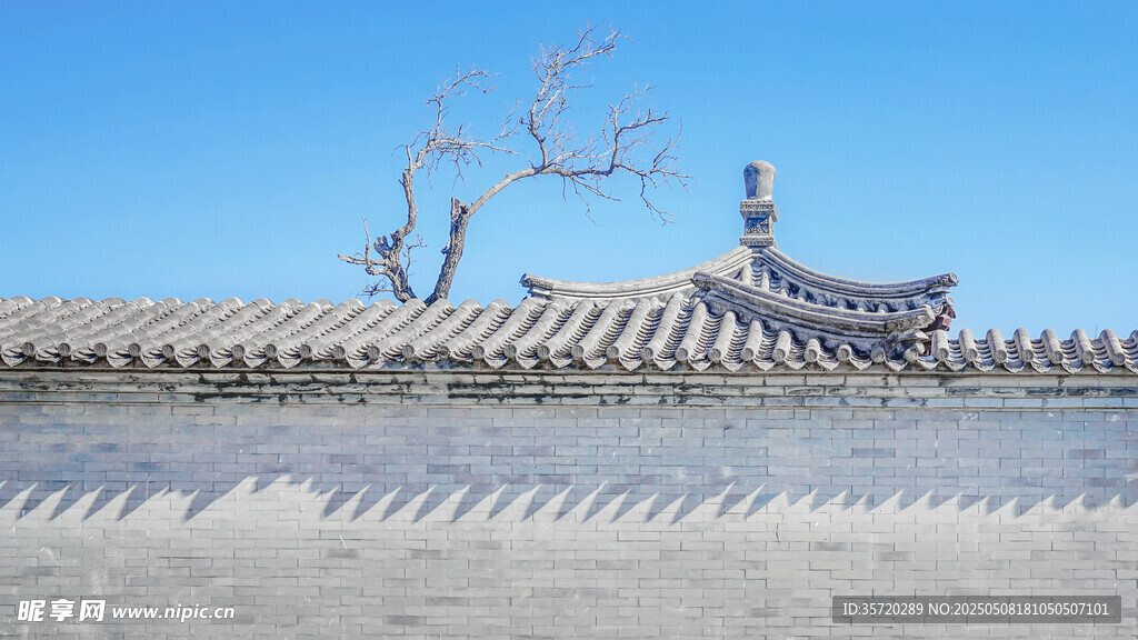 中式古建筑雪景景观