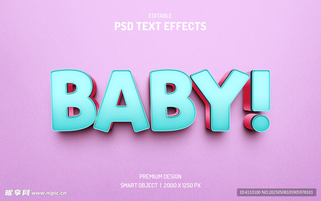 立体字BABY粉色背景卡通立体