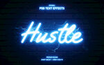 霓虹闪烁的Hustle字样立体
