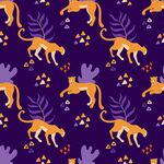 紫色背景的猎豹花卉图案
