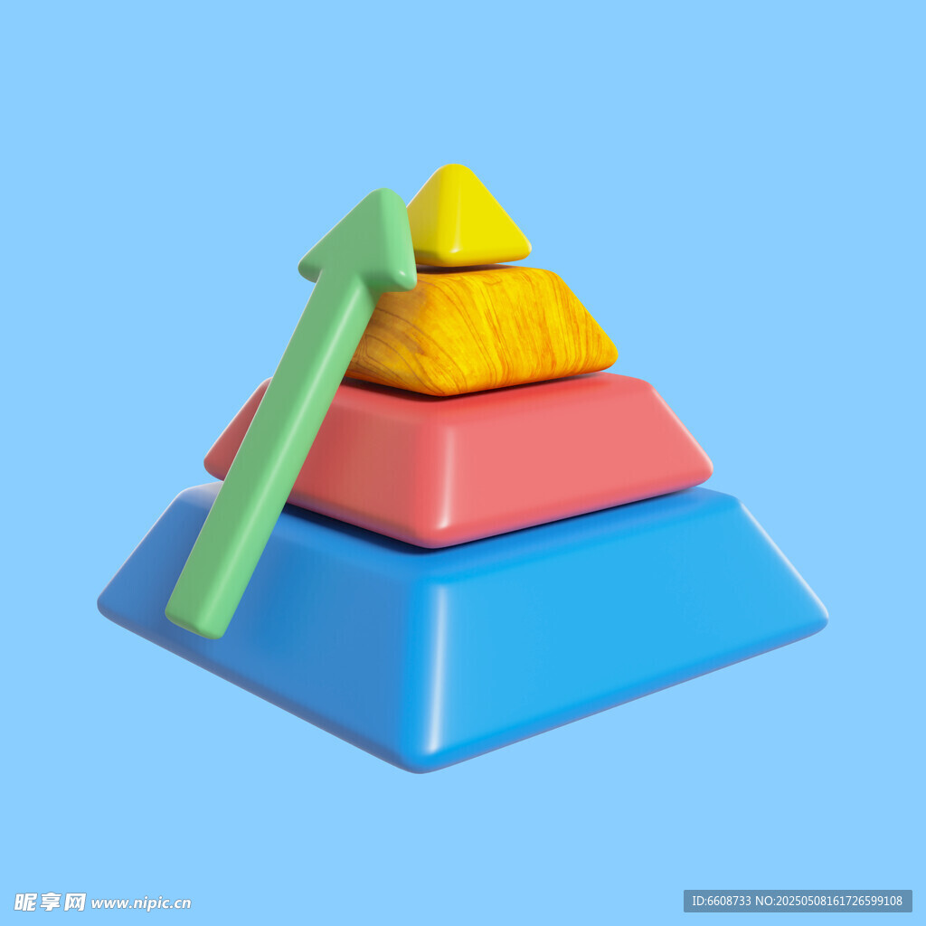 彩色积木堆叠与上升箭头