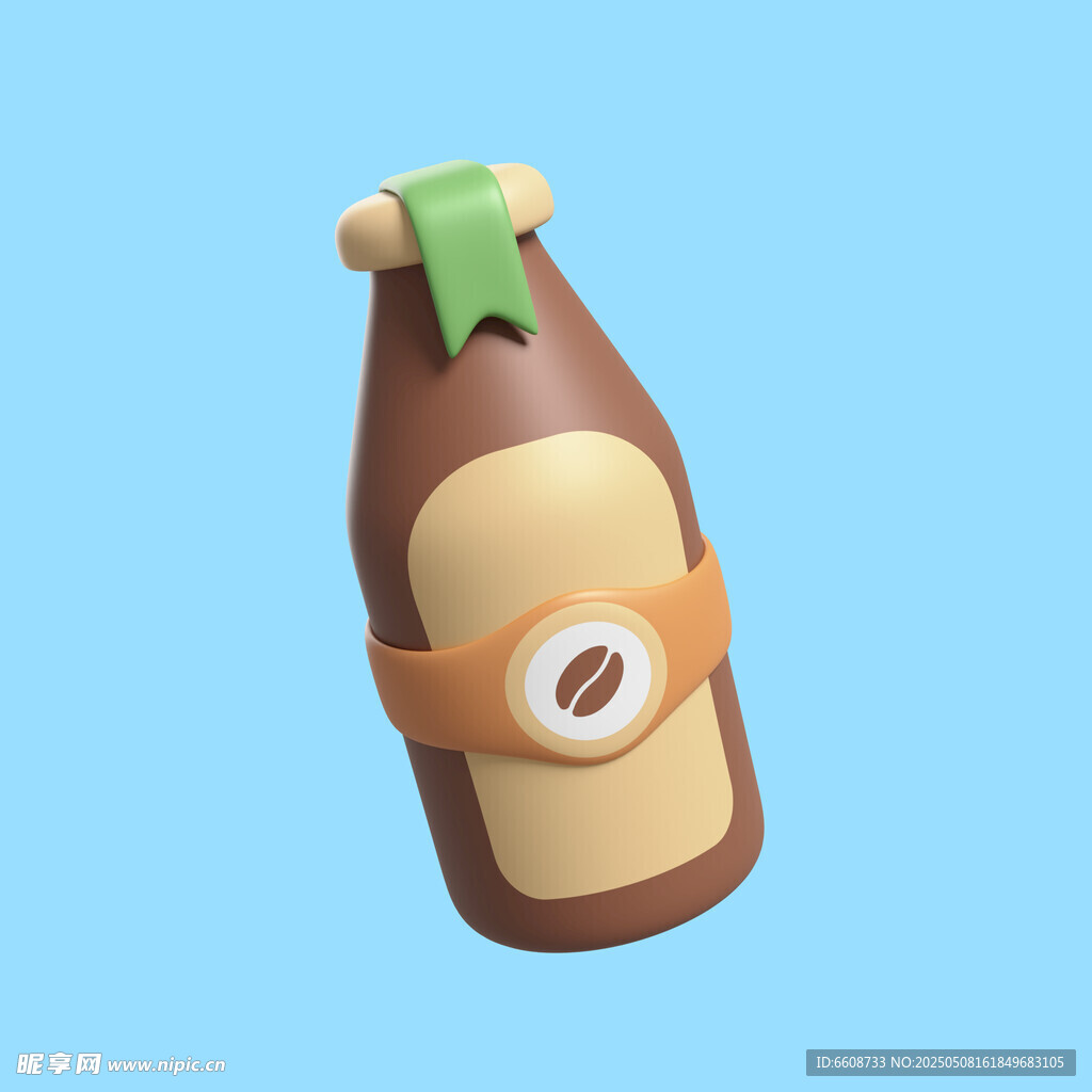 卡通风格棕色饮料瓶