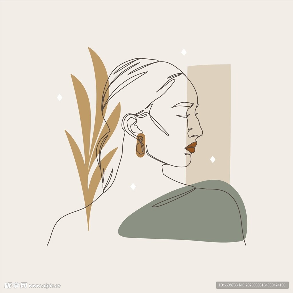 简约风格女性侧面插画