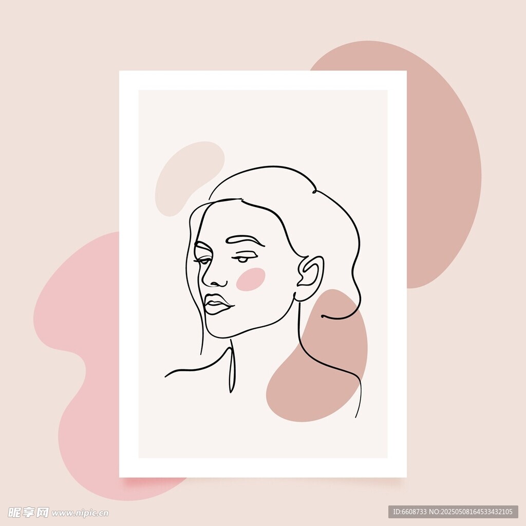 简约线条女性肖像插画