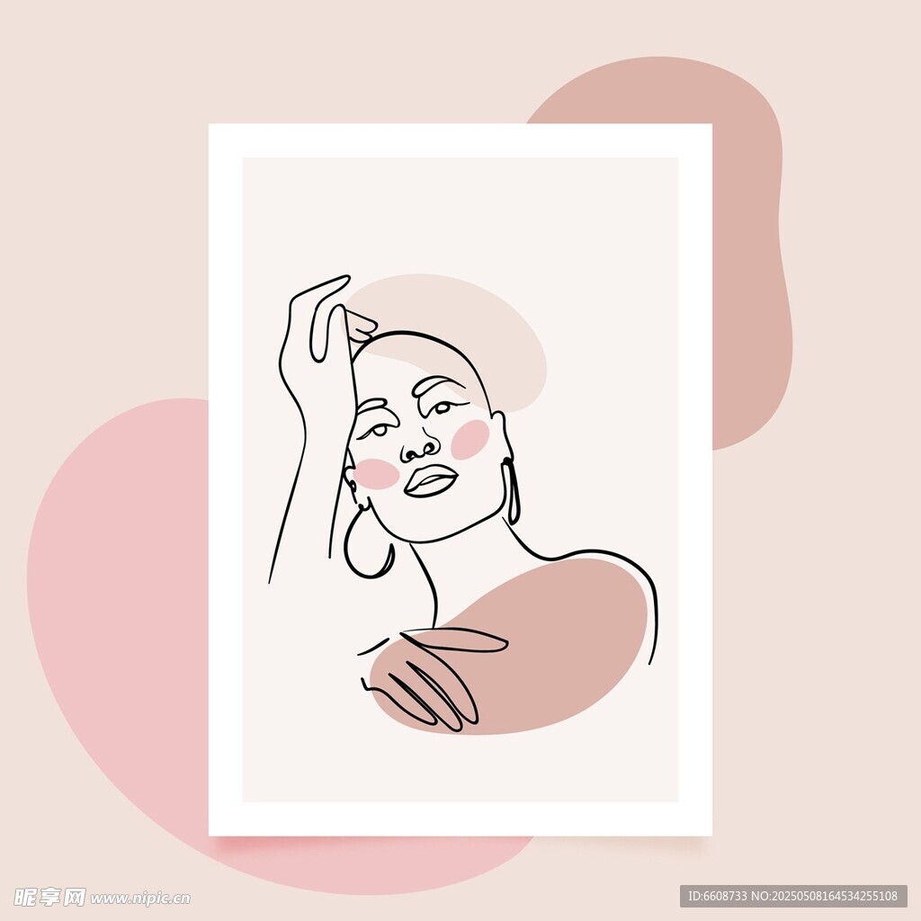 简约线条风女性肖像插画