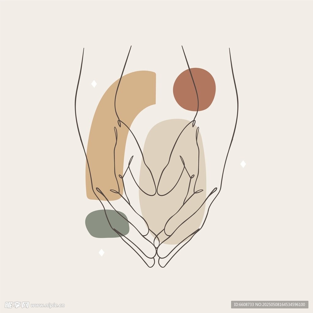 简约手部抽象艺术插画