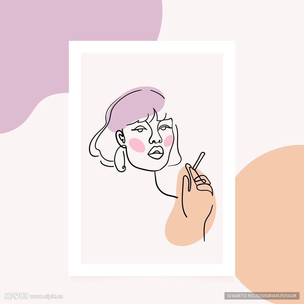 手绘女士化妆场景