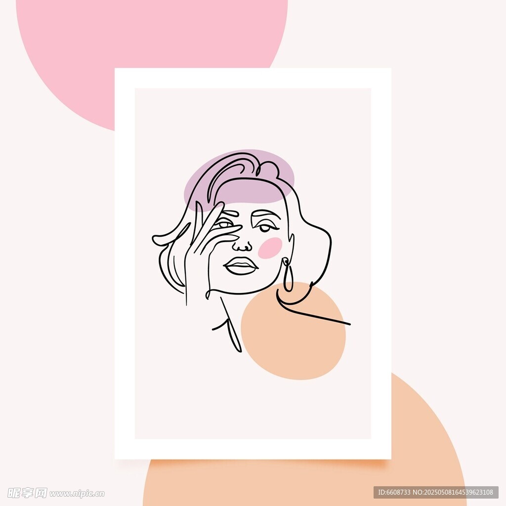 简约线条风女性头像插画