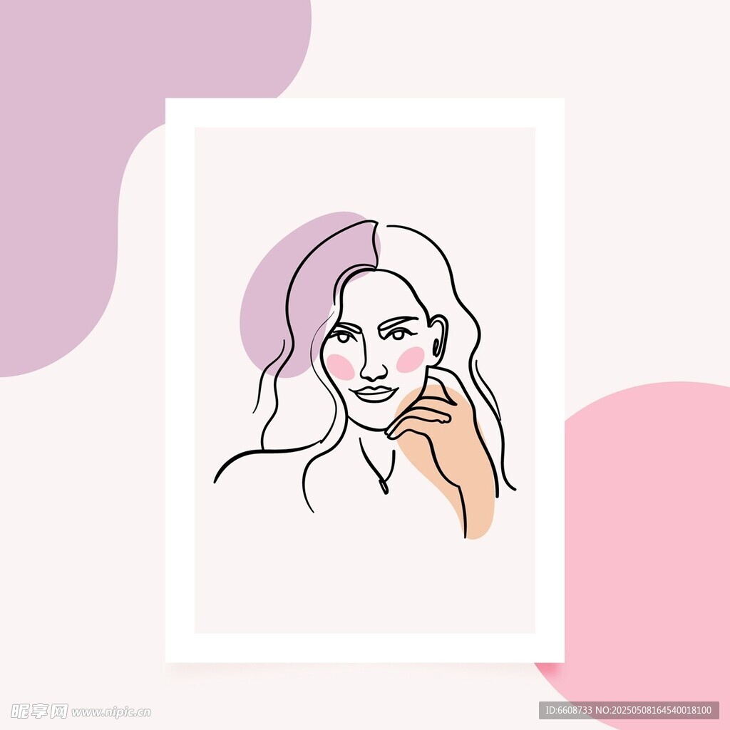 简约线条风女性头像插画