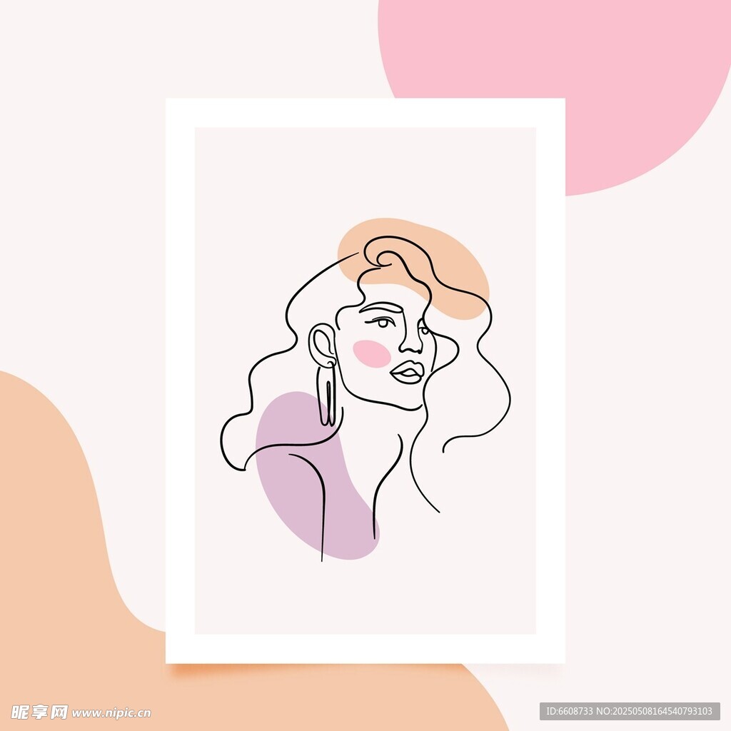 简约线条风女性头像插画