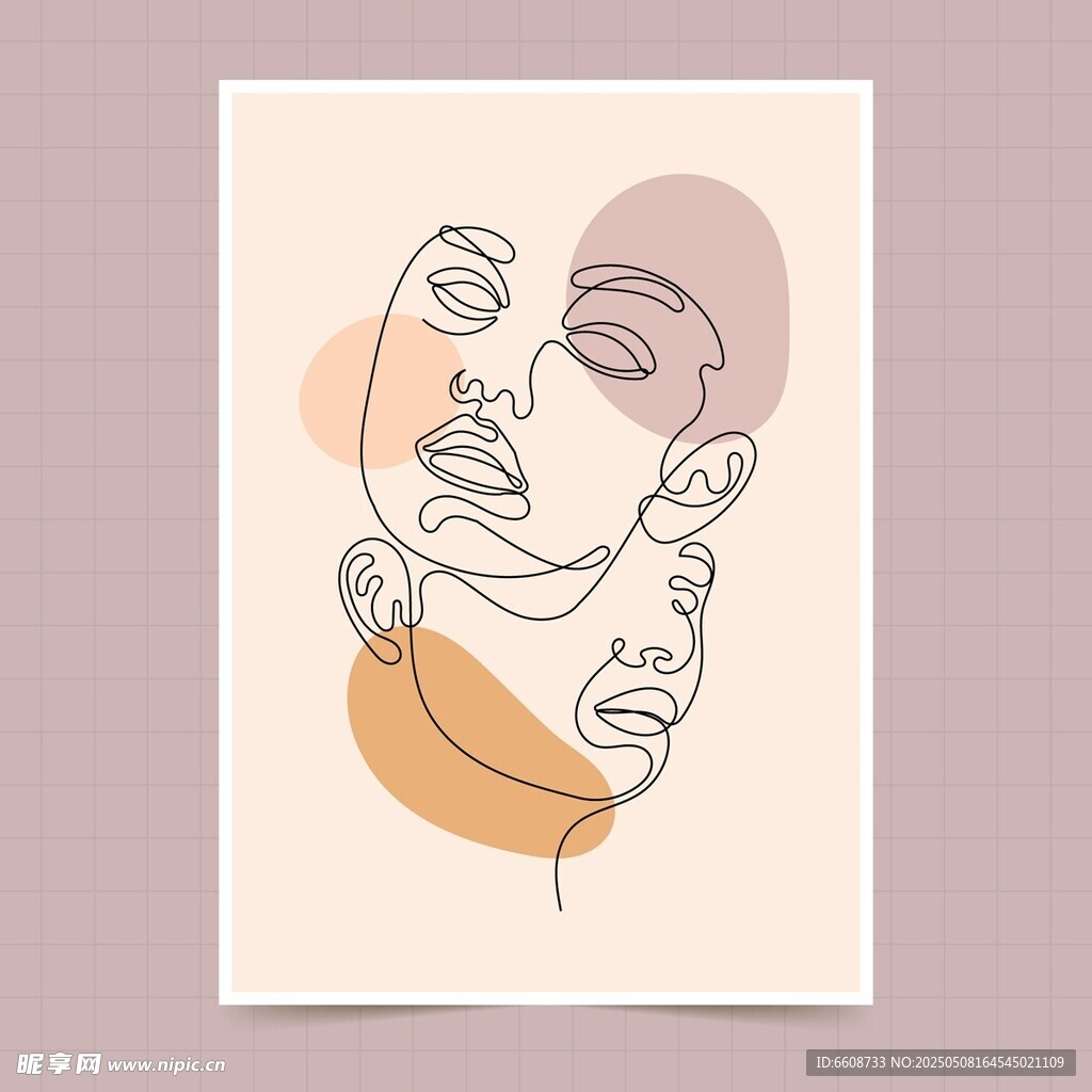 抽象线条人脸艺术插画