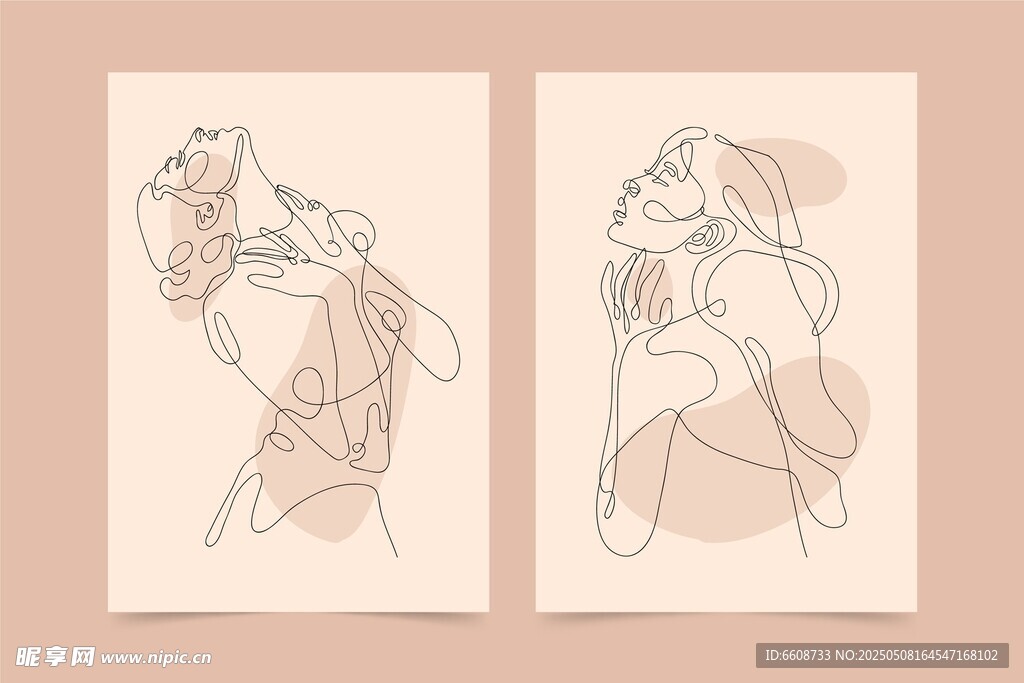 简约线条风人物插画