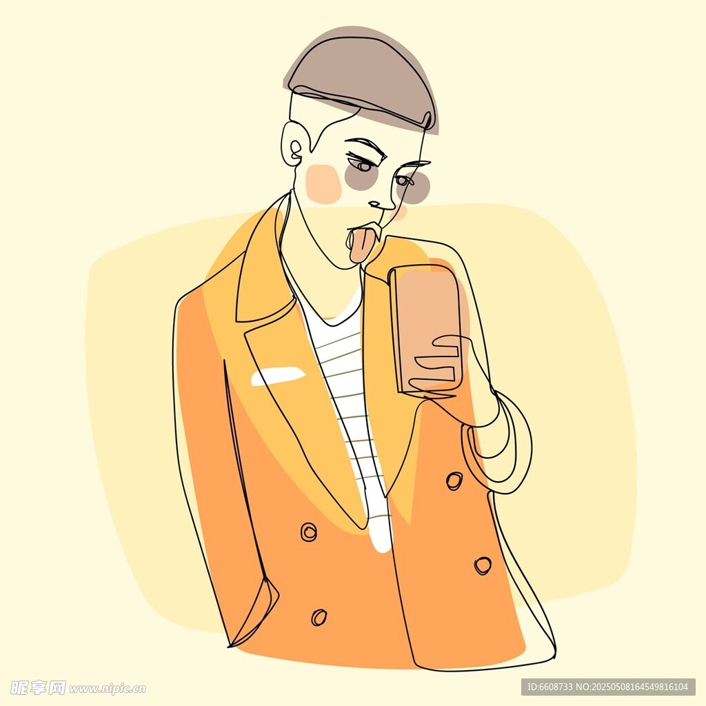 时尚女子手持手机自拍