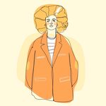 橙色外套卷发人物插画
