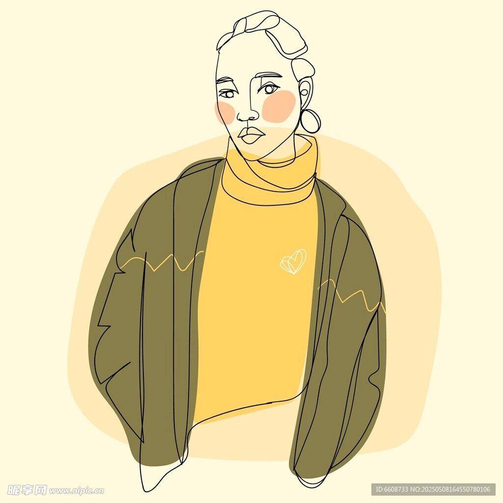 时尚穿搭的短发女性形象
