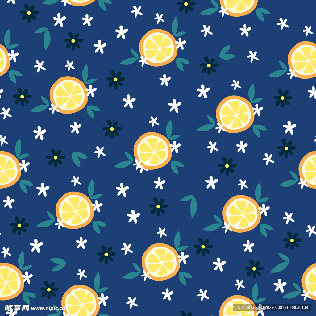 蓝色底柠檬星星图案背景