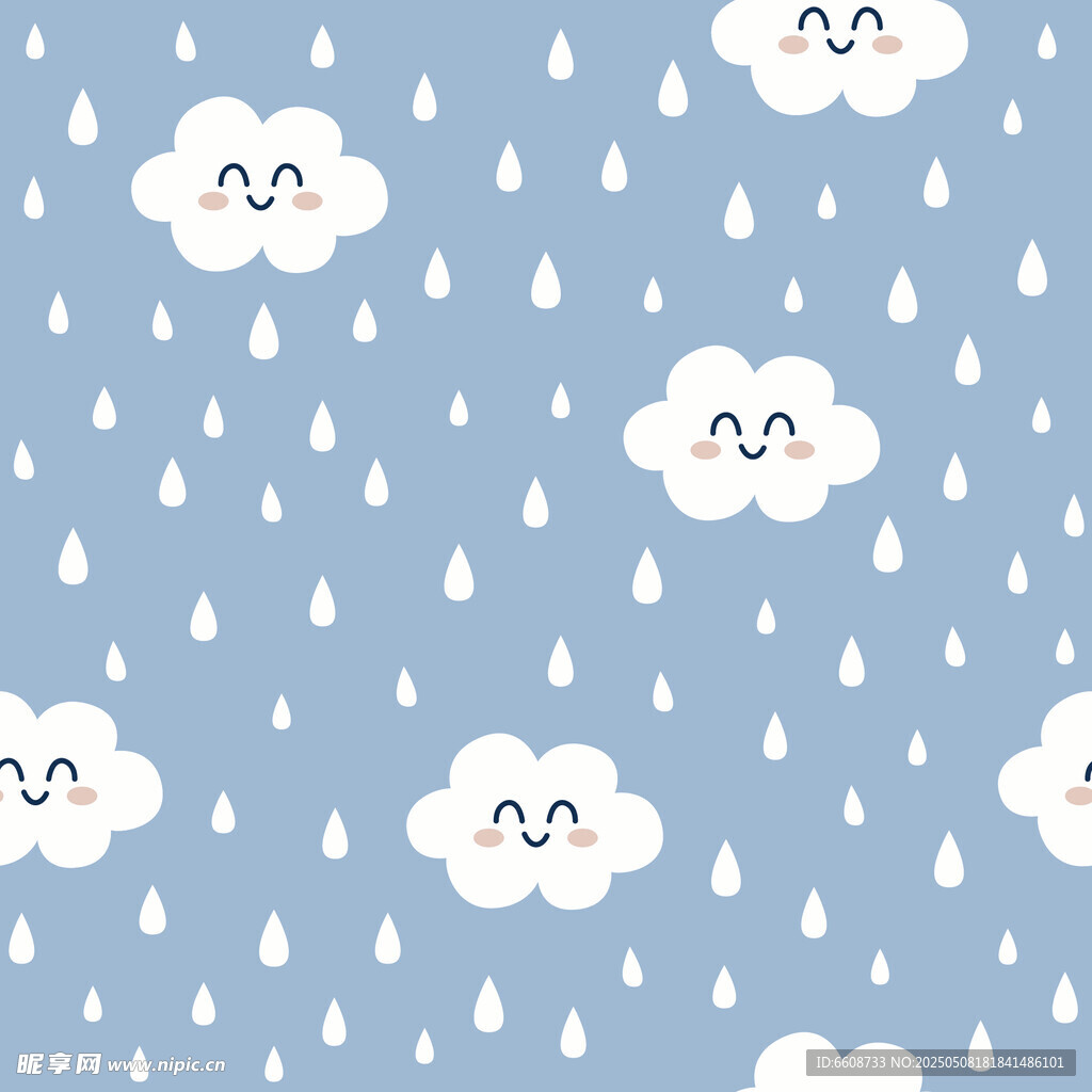 微笑云朵雨滴可爱背景图