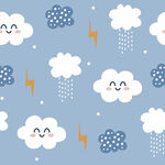 可爱云朵雷电雨滴图案