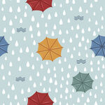 雨中多彩雨伞无缝图案