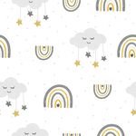 可爱云朵彩虹星星图案背景