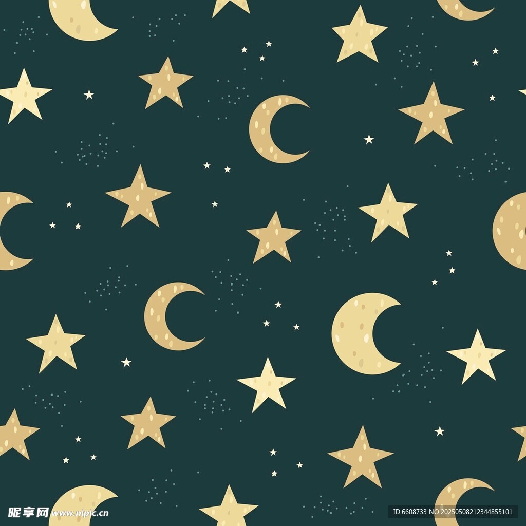 星空月亮星星无缝图案