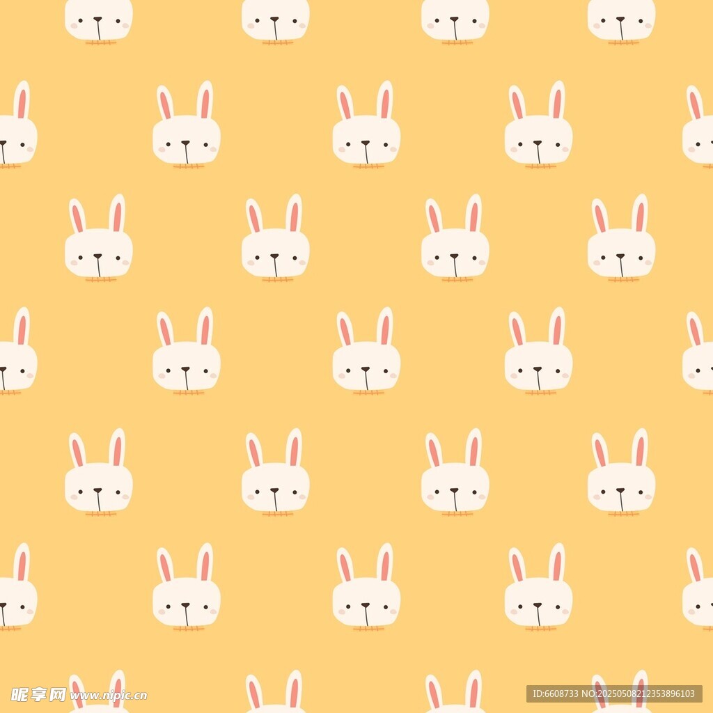 黄色背景可爱兔子图案