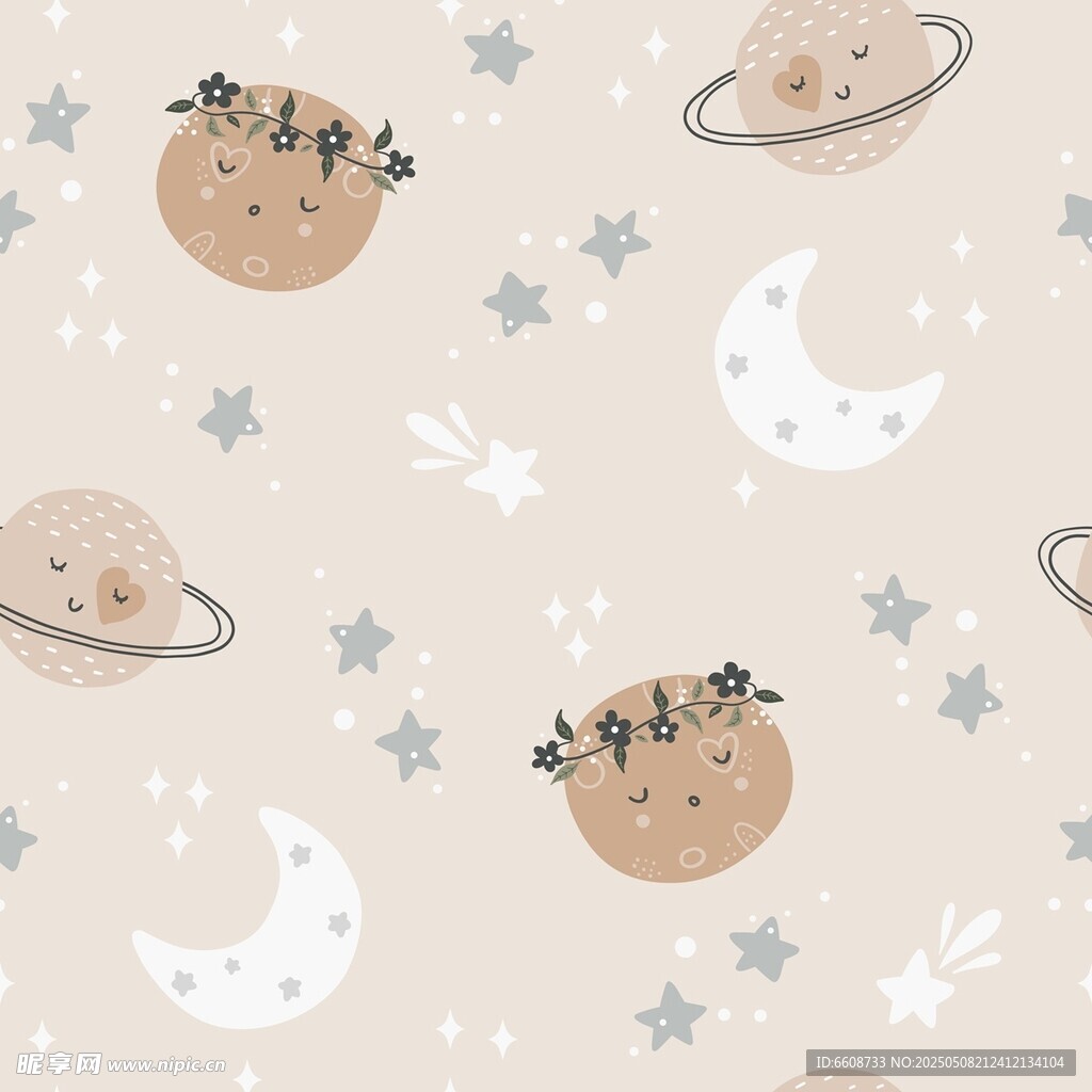 可爱星球月亮星星卡通图案