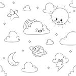 可爱卡通天空元素图案
