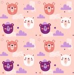 可爱动物云朵图案背景图
