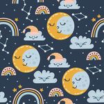 梦幻月亮星星彩虹图案