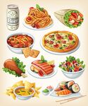 多样美味快餐美食集合