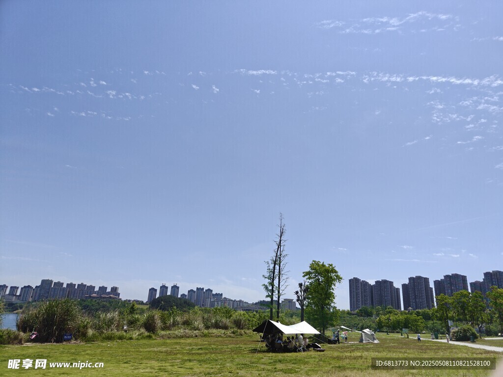 城市边的开阔绿地风景