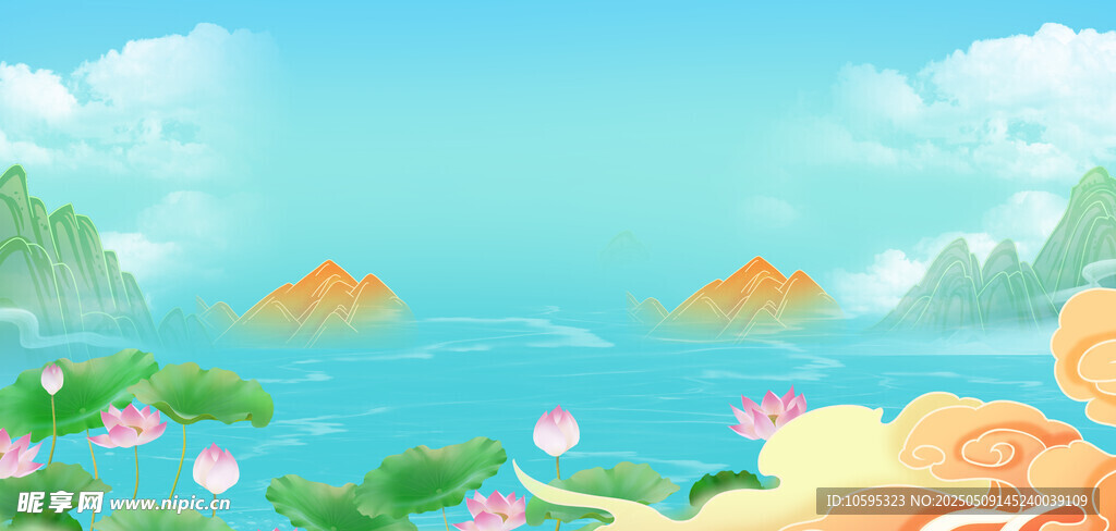 国潮夏季背景
