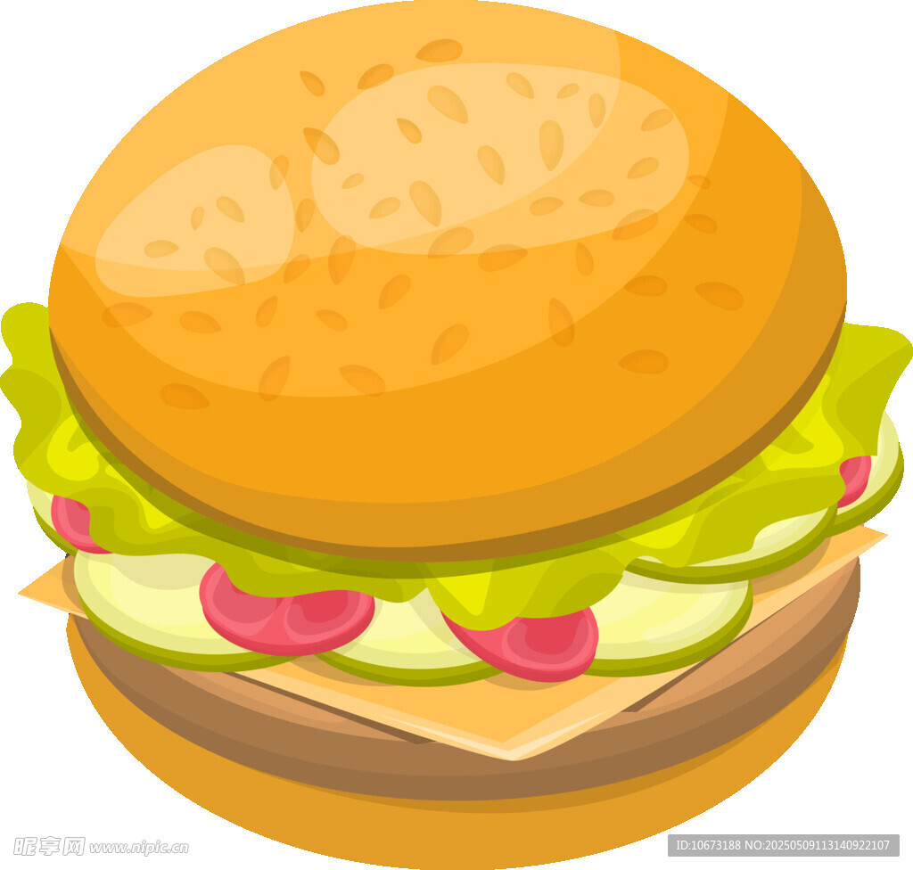 美味双层汉堡插画