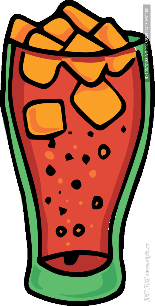 冰爽红色饮料插画