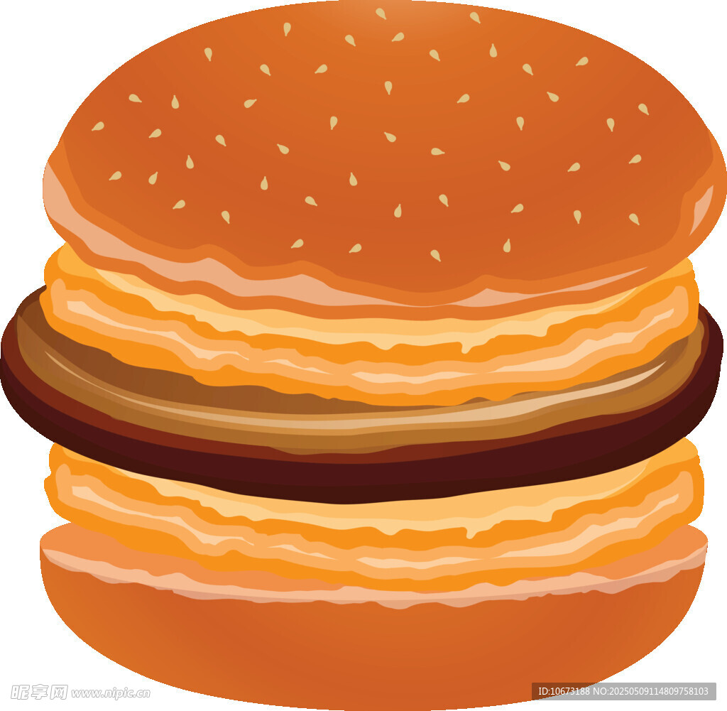 美味双层汉堡插画