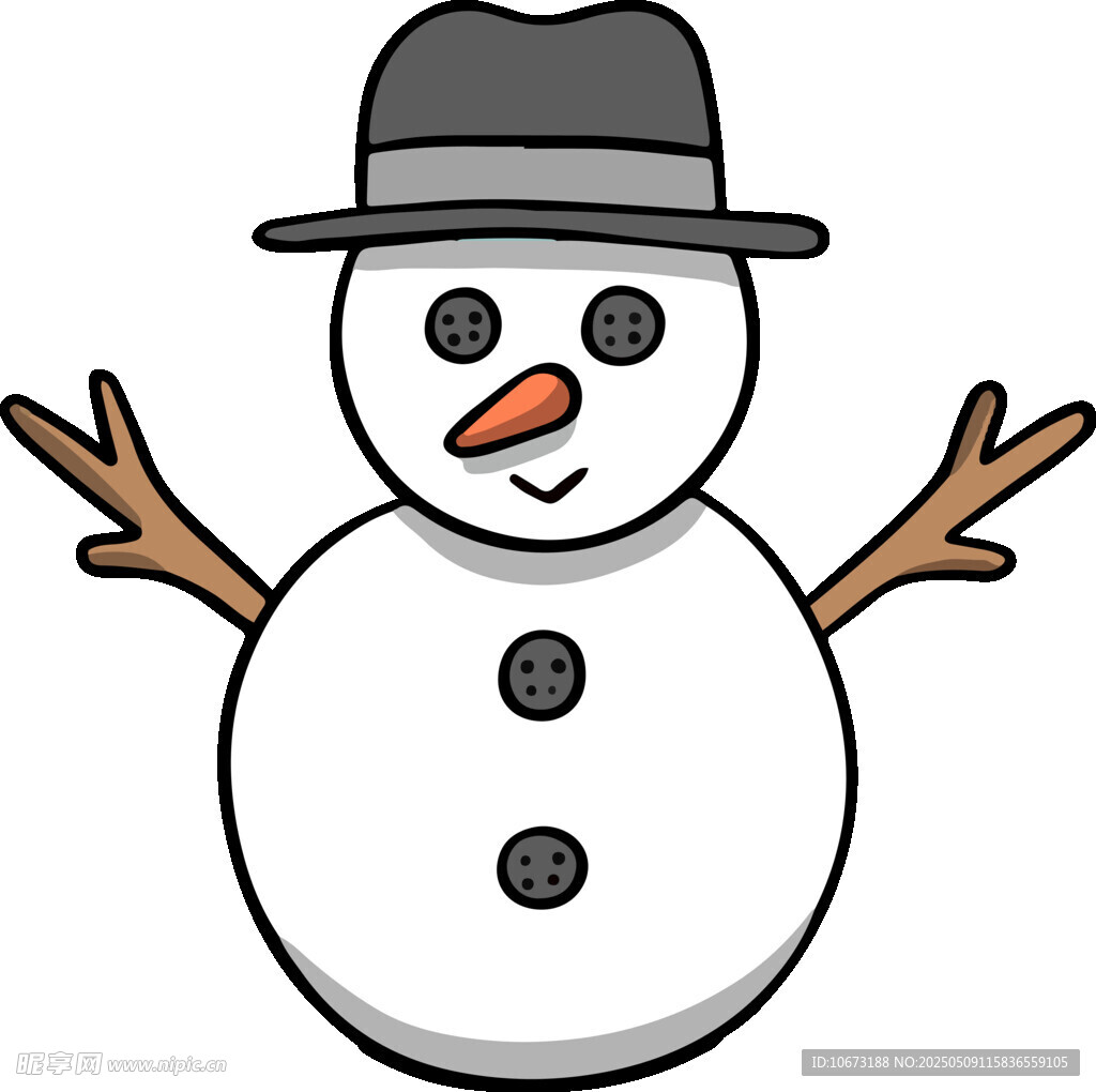 可爱雪人张开双臂
