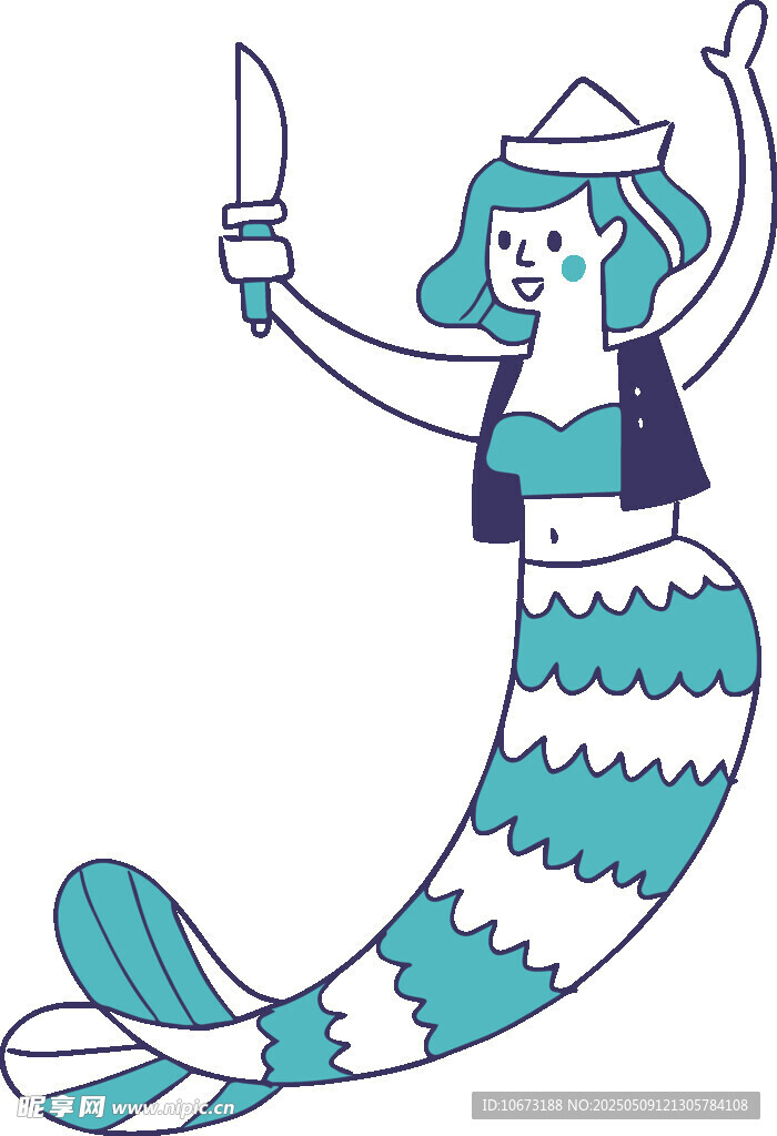 持剑美人鱼插画形象