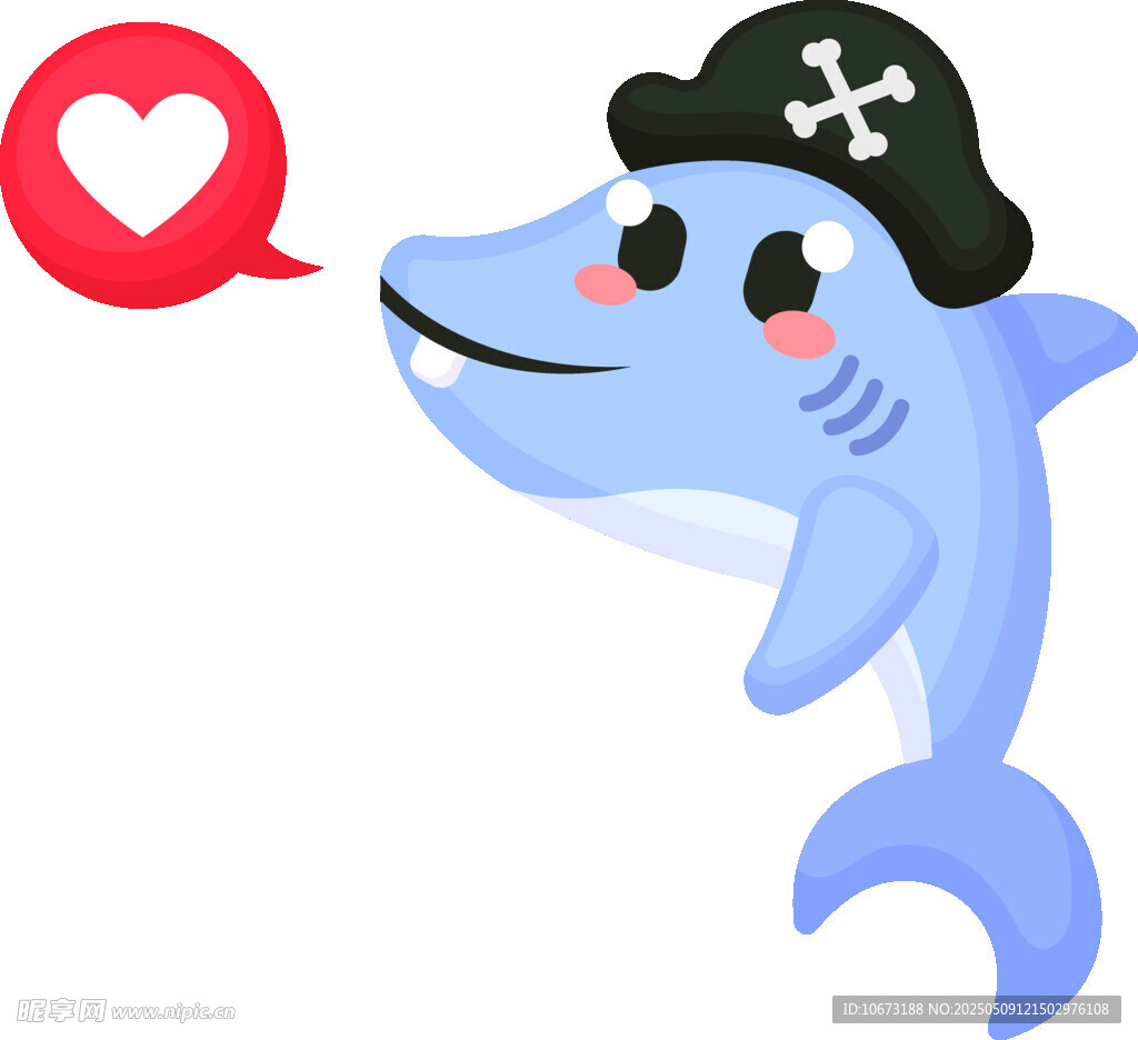 戴海盗帽的可爱海豚