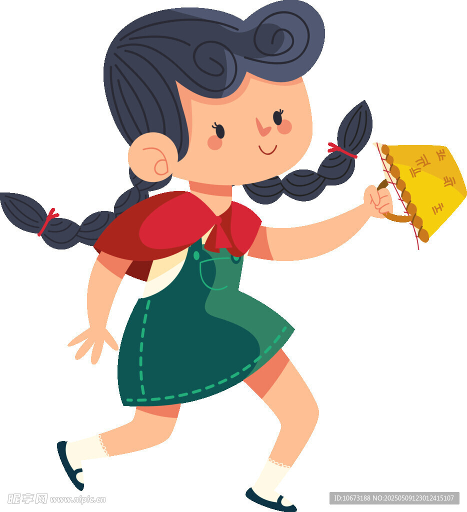 奔跑拿信的可爱小女孩